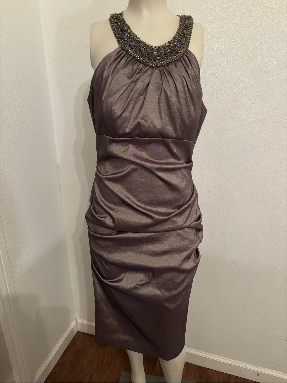 Vintage Cach’e beaded formal midi dress 12